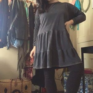 Tiered mineral wash sweatshirt dress